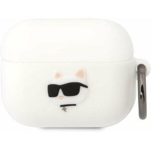 Fülhallgató tok Karl Lagerfeld 3D Logo NFT Choupette Head Airpods Pro fehér szilikon tok