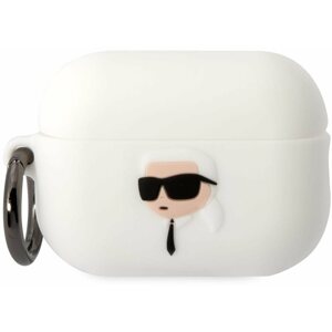 Fülhallgató tok Karl Lagerfeld 3D Logo NFT Karl Head Airpods Pro 2 fehér szilikon tok