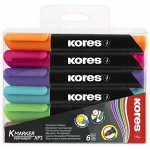 Marker KORES K-MARKER tartós, erős - 6 színből álló készlet