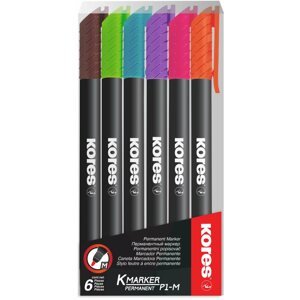 Marker KORES K-MARKER tartós, CD-hez, vékony - 6 színből álló készlet