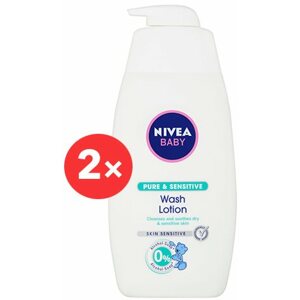 Gyerek tusfürdő NIVEA Baby Pure & Sensitive Wash Lotion 2× 500 ml