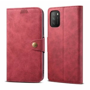 Mobiltelefon tok Lenuo Leather Xiaomi Poco M3 piros tok