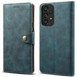 Mobiltelefon tok Lenuo Leather Flip tok a Samsung Galaxy A53 5G készülékhez - kék