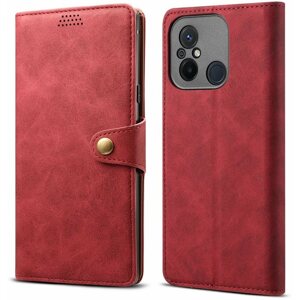 Mobiltelefon tok Lenuo Xiaomi Redmi 12C piros bőr flip tok