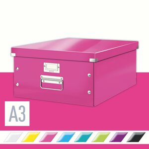 Archiváló doboz Leitz WOW Click & Store A3 36.9 x 20 x 48.2 cm, rózsaszín