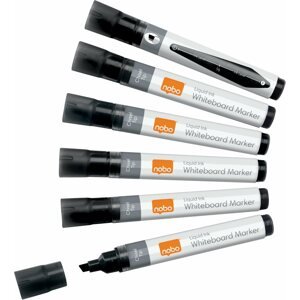 Marker NOBO Liquid Ink Whiteboard Pens Chisel Tip, fekete - 10 db-os kiszerelés