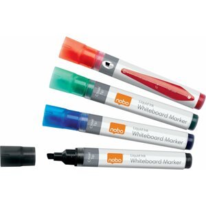Marker NOBO Liquid Ink Whiteboard Pens Chisel Tip, vegyes színek - 10 db a csomagban