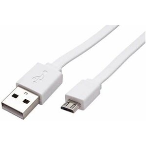 Adatkábel ROLINE USB 2.0 - USB A(M) to micro USB B(M), 1m, lapos, fehér