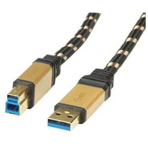 Adatkábel ROLINE Gold USB 3.0 SuperSpeed USB 3.0 A(M) to USB 3.0 B(M), 3m, fekete - arany