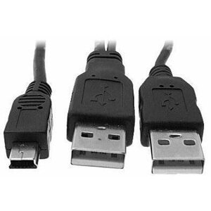 Adatkábel OEM 2x USB A to MINI 5-pin, 0,6m, Y kábel
