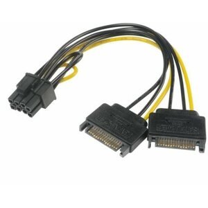 Átalakító AKASA kábel adapter - 2x SATA-ról 8-tűs PCIe 2.0-ra