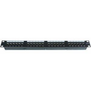 Patch panel Datacom 24x RJ45 Portos, CAT6, UTP, Fekete, 1U