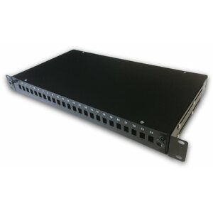 Patch panel Datacom 19" behúzható optikai kád 1U 24 SC Simplex fekete + kazetta