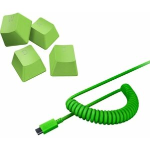 Játékszett Razer PBT Keycap + Coiled Cable Upgrade Set - Green - US/UK