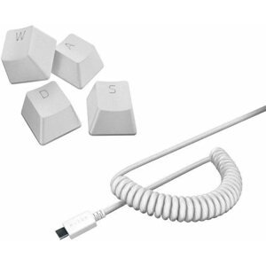 Játékszett Razer PBT Keycap + Coiled Cable Upgrade Set - Mercury White - US/UK