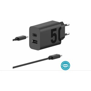 Töltő adapter Motorola TurboPower 50W Duo USB-C + USB-A w/ USB-C cable