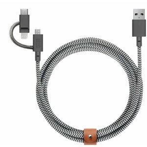 Adatkábel Native Union Belt Universal Cable USB-C to Lightning + USB-C - 1.5m, Zebra