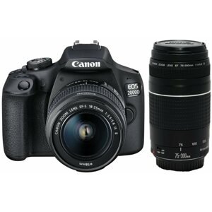 Digitális fényképezőgép Canon EOS 2000D + EF-S 18-55 mm f/3,5-5,6 IS II + EF 75-300 mm f/4-5,6 III