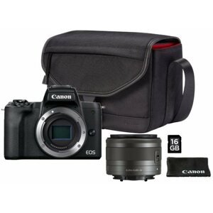 Digitális fényképezőgép Canon EOS M50 Mark II fekete + EF-M 15-45 mm f/3,5-6,3 IS STM Value Up Kit
