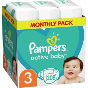 Eldobható pelenka PAMPERS Active Baby 3-as méret Midi (208 db) - egyhavi csomag