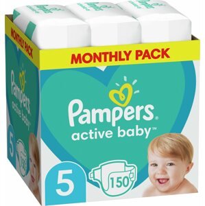 Eldobható pelenka PAMPERS Active Baby 5-ös méret Junior (150 db) – havi kiszerelés