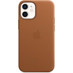 Telefon tok Apple iPhone 12 Mini vörösesbarna bőr MagSafe tok