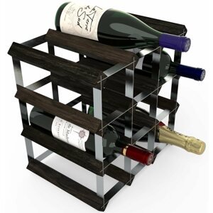 Bortartó állvány RTA bortartó állvány 12 borosüvegnek, fekete kőris - horganyzott acél / lapra szerelve