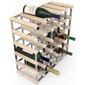 Bortartó állvány RTA bortartó állvány 30 borosüvegnek, natúr fenyőfa - horganyzott acél / lapra szerelve