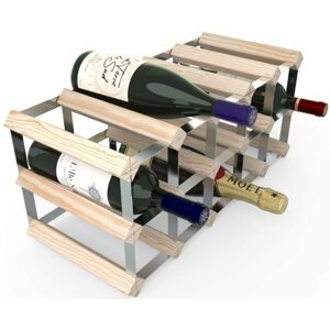 Bortartó állvány RTA bortartó állvány 15 borosüvegnek, natúr fenyőfa - horganyzott acél / lapra szerelve
