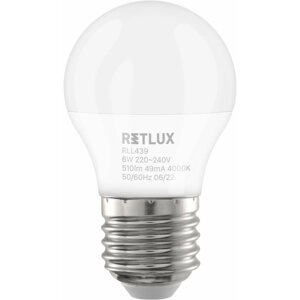 LED izzó RETLUX RLL 439 G45 E27 miniG 6W CW