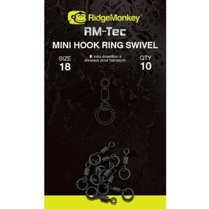 Forgókapocs RidgeMonkey RM-Tec Mini Hook Ring Swivel 10 db
