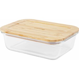 Tárolóedény Siguro Glass Seal Bamboo élelmiszertároló edény 1 l, 6 x 19,5 x 14,5 cm