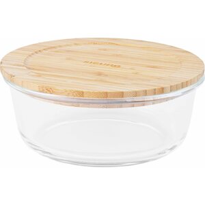 Tárolóedény Siguro Glass Seal Bamboo élelmiszertároló edény 0,95 l, 7 x 17 x 17 cm