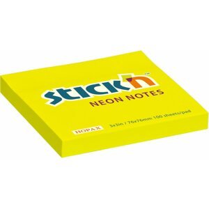 Öntapadós jegyzettömb STICK´N 76 x 76 mm, neon, sárga, 100 lap