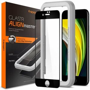 Üvegfólia Spigen AlignMaster FC Black iPhone SE 2022/SE 2020/8/7 üvegfólia