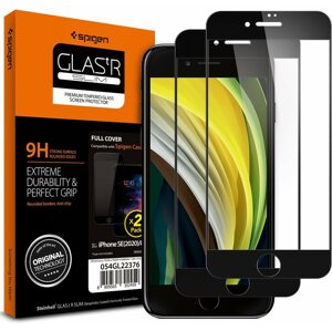Üvegfólia Spigen Glass FC 2 Pack Black iPhone SE 2022/SE 2020/8/7 üvegfólia