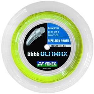 Tollasütő húr Yonex BG 66 ULTIMAX, 0,65 mm, 200 m, YELLOW