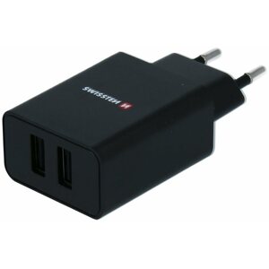 Töltő adapter Swissten SMART IC 2.1A töltőfej + 1,2m USB-C kábel - fekete