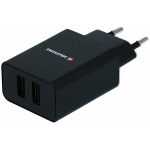 Töltő adapter Swissten SMART IC 2.1A töltőfej + 1,2m micro USB kábel - fekete