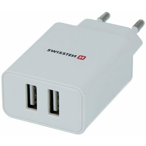Töltő adapter Swissten SMART IC 2.1A töltőfej + 1,2m micro USB kábel - fehér