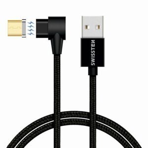 Adatkábel Swissten Arcade USB to microUSB 1,2m, fekete, mágneses