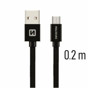 Adatkábel Swissten micro USB 0,2m, fekete