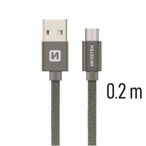 Adatkábel Swissten micro USB 0,2m, szürke