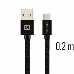 Adatkábel Swissten USB-C 0,2m, fekete