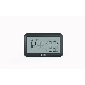 Digitális hőmérő Airbi LINE - Szobahőmérő és páratartalom-mérő órával - fekete
