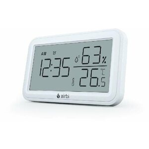 Digitális hőmérő Airbi LINE - Szobahőmérő és páratartalom-mérő órával - fehér