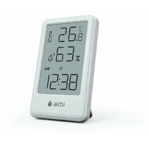 Digitális hőmérő Airbi FRAME - Szobahőmérő és páratartalom-mérő órával - fehér