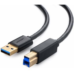 Adatkábel UGREEN USB 3.0 A (M) to USB 3.0 B (M) Data Cable Black 1m silver