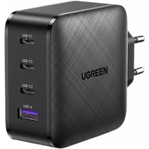 Töltő adapter UGREEN GaN 65W Wall Charger (3x USB-C + 1x USB-A) Black