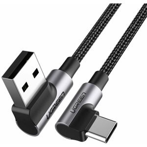 Adatkábel UGREEN Angled USB 2.0 A to Type C Cable Nickel Plating Aluminum Shell 1m Black